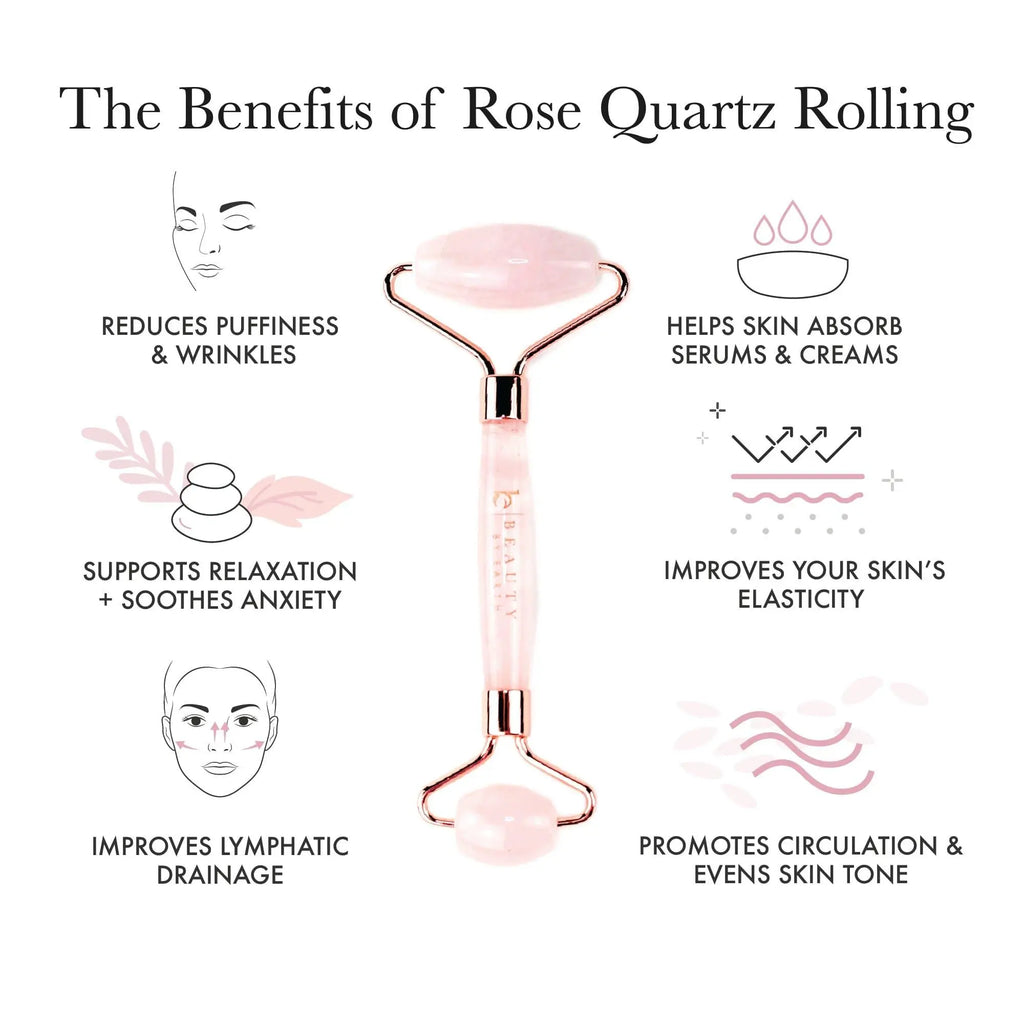 Beauty by Earth Rose Quartz Roller - High-Quality Face Massager for Facial Relaxation and Skincare, Self-Care & Luxury Gift