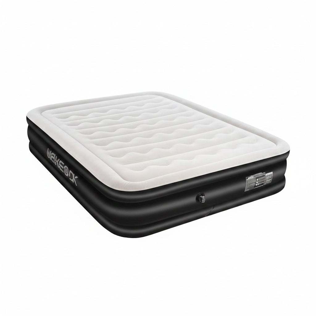 Air Mattress Queen with Built in Pump,Comfortable Waterproof Flocked Surface Inflatable Mattress for Temporary Family Stays and Travel,16-Inch Blow up Mattress Inflates in 3 Minutes