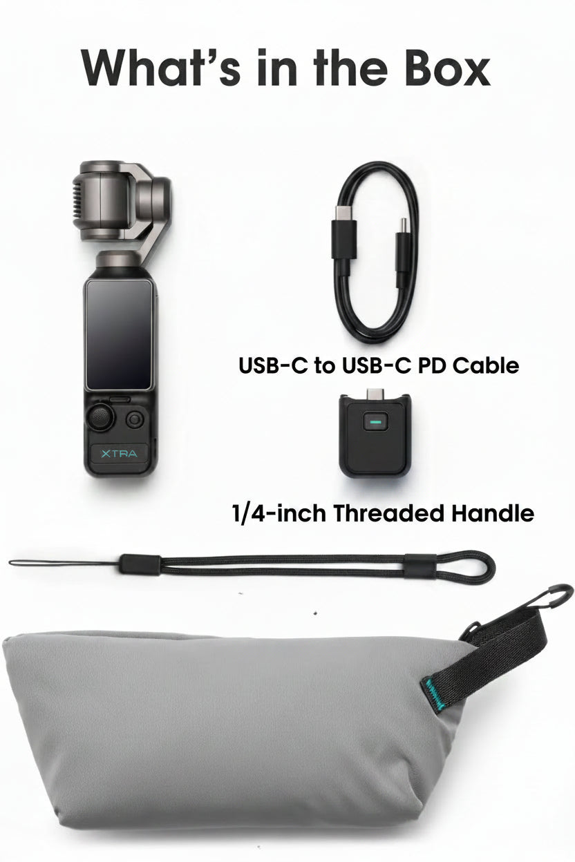Xtra Muse Vlogging Camera with 1'' CMOS 4K/120Fps Videos 3-Axis Gimbal Stabilizer Fast Focusing Face/Object Tracking Portable Handycam Camcorder
