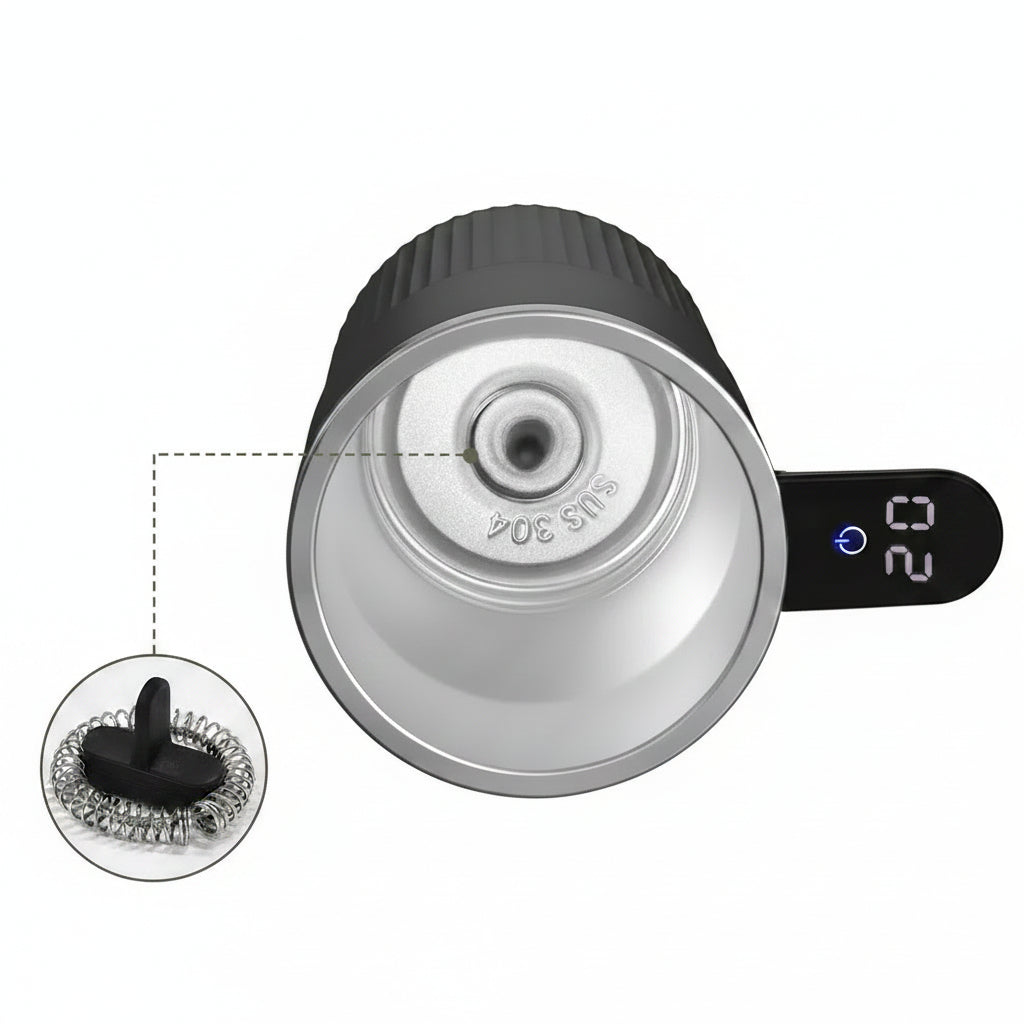 Upgraded Milk & Coffee Frother Stirring Mug, Durable, Intelligent Temperature Display, USB Rechargeable Drink Mixer, Automatic Stirring Cup, Suitable for Coffee, Tea & Hot Chocolate